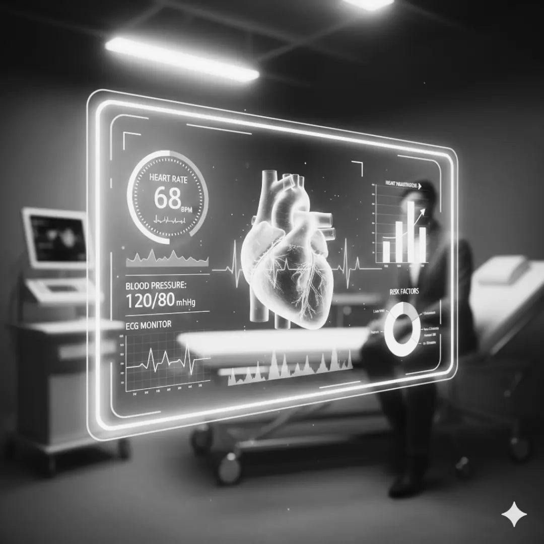 Digital health and fitness analytics displayed on a screen.