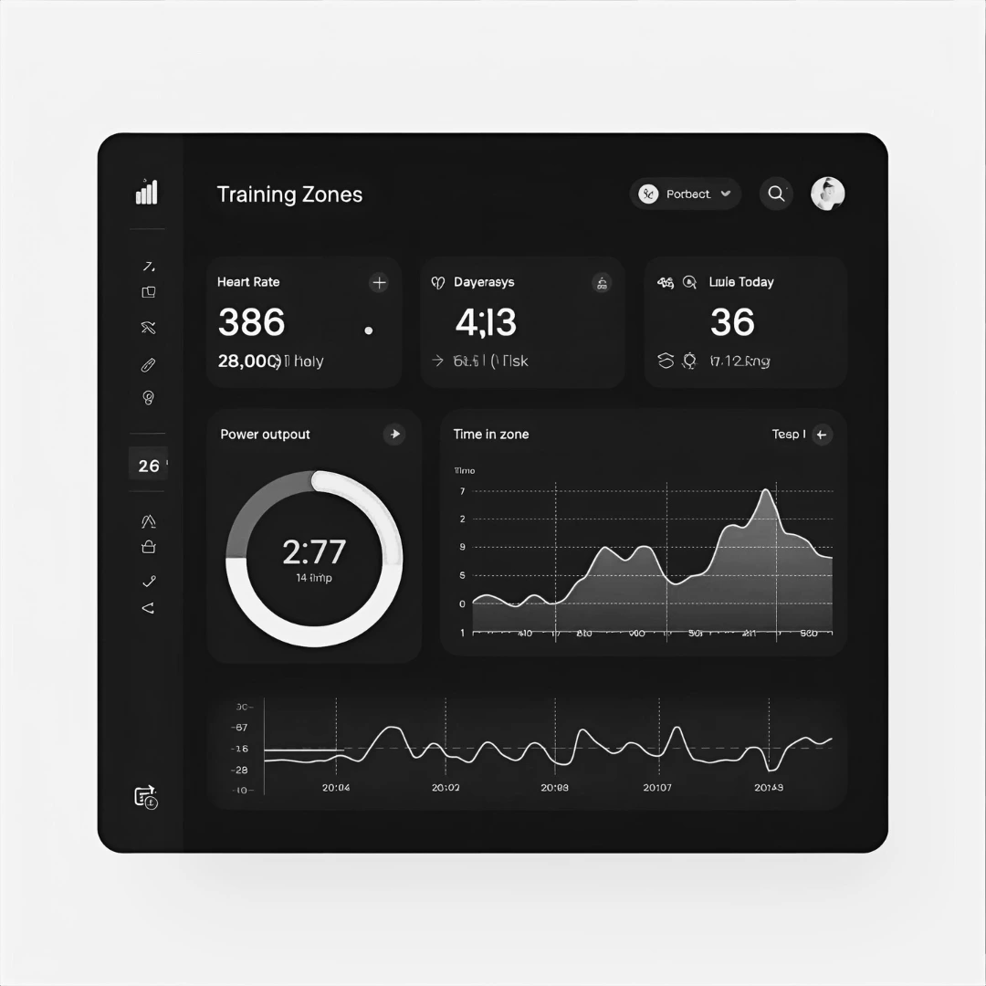 Close-up of a health tracking dashboard with charts and wellness metrics.